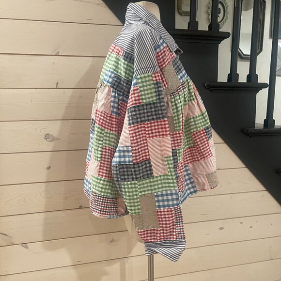 095 Free People We The Free Hand-Patched Quilted Babydoll Top NWOT Size Small - Picture 6 of 8